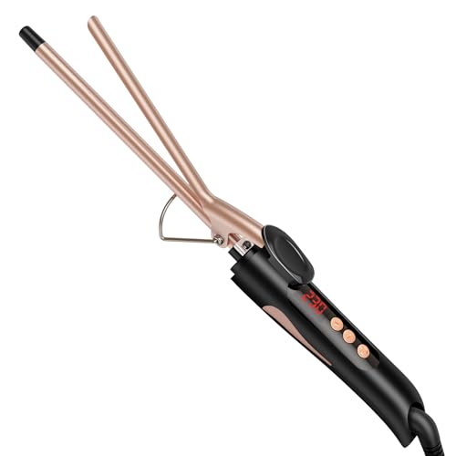 MELYDO 13mm ヘアアイロン 極細コテ 小型電気石セラミックヘアアイロン 160℃～230℃調節可能 30秒急速加熱 自動電源OFF 男女兼用 海外対応 ロングヘア対応 プロ仕様