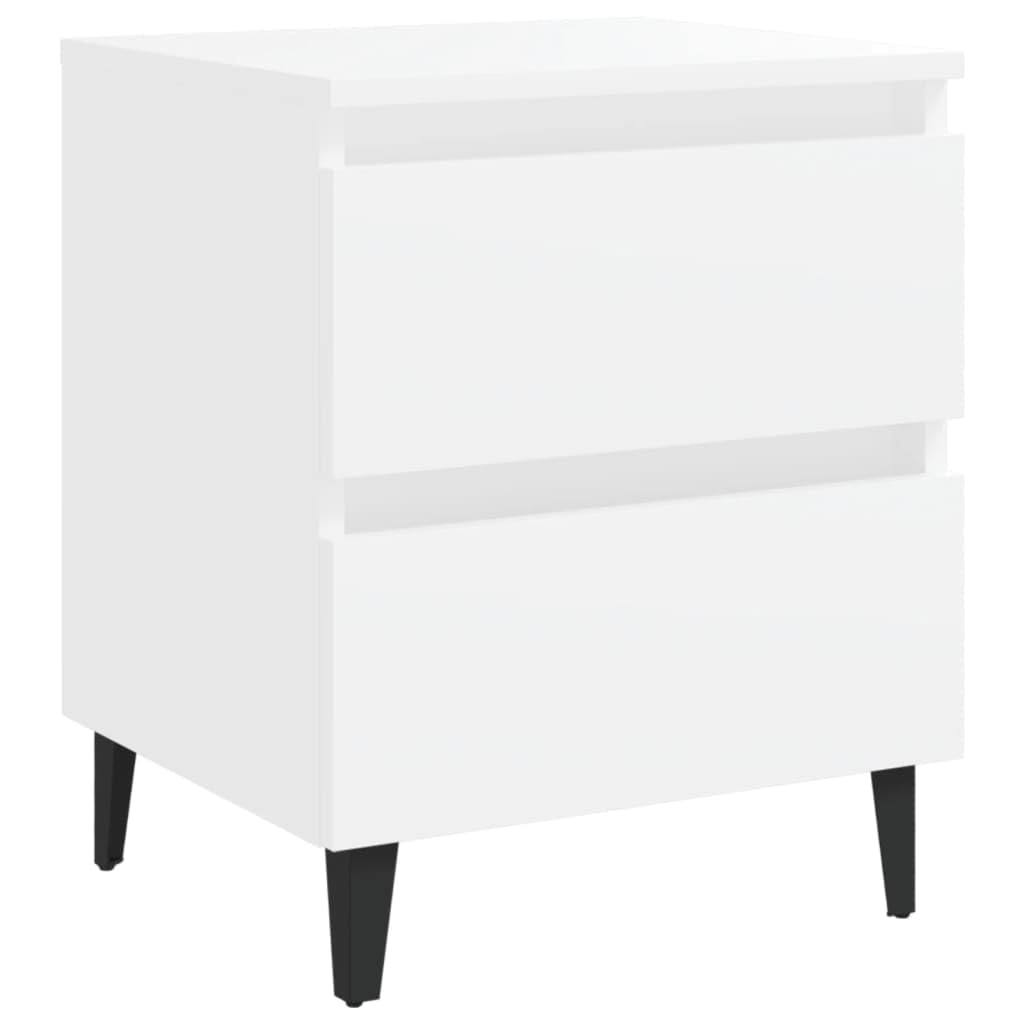 Juego de 2 mesitas de noche, color blanco, 40 x 35 x 50 cm, material de madera con dos cajones, mesa auxiliar estable para dormitorio y salón, encanto industrial, fácil limpieza