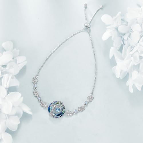 Bijou arbre de vie : bracelet argent sterling et pierre de naissance