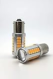 ● LED BAU15S (PINES EN ANGULO) 1156 PY21W 33 LEDS SMD 5730 Amarilla / Naranja 400 Lumenes Super Brillante