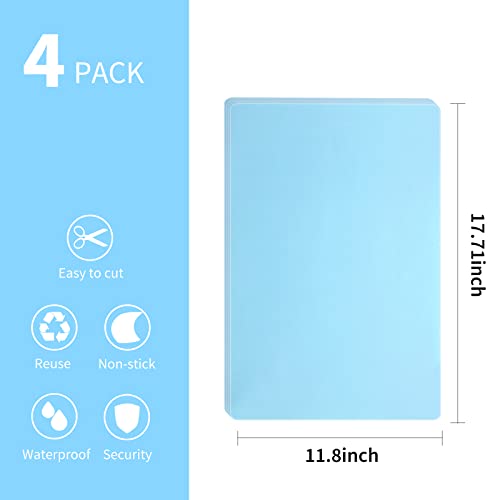 Babyfond 4Pcs Non-Slip Silicone Refrigerator Liners, Washable Refrigerator Glass Liners, Waterproof Oilproof Fridge Liner For Glass Shelve Kitchen Cabinet Drawer, Reusable Table Placemats(4 Pcs Blue) #TOP1