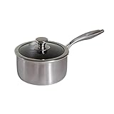 Targu Tri-ply Non-Stick Sauce Pan with Tempered Glass Lid Anti-Scratch Induction, Gas, Ceramic, Electric Stoves Ready ,100% PFOA/PFOS Free, Oven and Dishwasher Safe, 7.1inch/18cm, 2.8qt