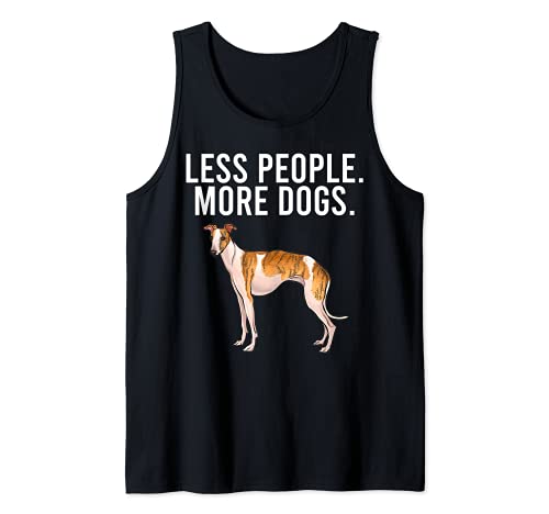 Less People More Dogs Whippet Funny Introvert Tank Top, Black