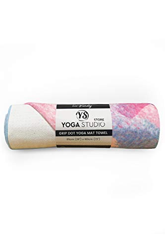 Yoga Studio Yoga Mat Grip Dot Toallas – 65 cm x 183 cm diseñado Yoga Mat Toallas de yoga, puntos de agarre de silicona, material de fibra reciclada (trazos pastel)