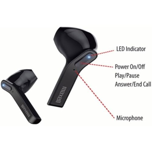 Image of Maxell Jelleez True Wireless Bluetooth 5.0 Earbuds + Rubberized Charging Case & Earbuds - Secure Comfort Fit - IPX4 Sweat Resistance - 9-Hr Playtime - Enhanced Bass - Black (199460)