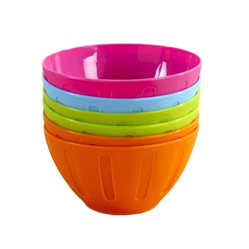 BESTYASH Set De 6 Bols En Plastique Colorés Réutilisables Pour Salade Bols D'Assaisonnement Légers Et Antidérapants Parfaits Pour Cuisine Pique- Et Bbq