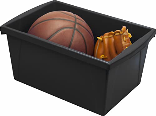Image of Storex 5.5 Gallon Storage Bin - Plastic Classroom Organizer for Books and Supplies, Black, 6-Pack (61429C06C)