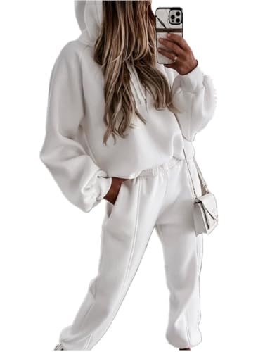 Qichenx Hausanzug Damen Winter Bekleidungsset Anzug Streatwear Trainingsanzug Langarm Hoodie Kapuze und Hose Jogginghose Jogginganzüge Frauen Einfarbig Trainingsanzüge 2 Teilig (Weiß, S) Qichenx Hausanzug Damen Winter Bekleidungsset Anzug Streatwear Trainingsanzug Langarm Hoodie Kapuze und Hose Jogginghose Jogginganzüge Frauen Einfarbig Trainingsanzüge 2 Teilig (Weiß, S)