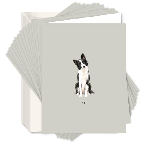 Koko Paper Co 15 Pack Border Collie Note Cards – A2 Folded Blank Cards with Envelopes – Watercolor Border Collie Stationery for Thank You, Birthday, Thinking of You, All Occasion Cards