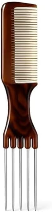 Fitto Lifting Back Metal Comb Brown – Teasing Volumizing Backcomb for Hair Styling & Salon Use