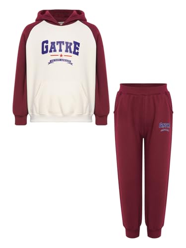 Image of YiZYiF Kids Boys Fleece Lined Sweatshirts Outfit Long Raglan Sleeves Hoodie And Jogger Pants Activewear Set