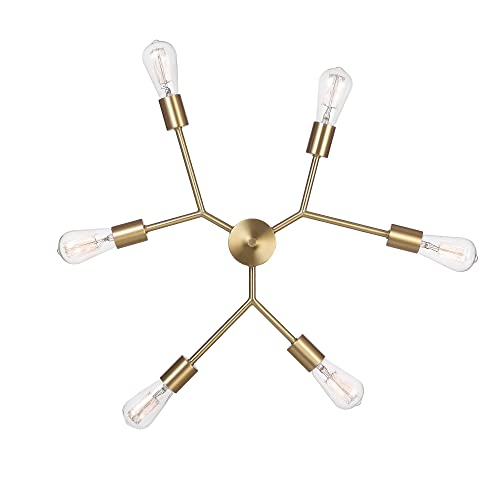 Globe Electric Tetra 6-Light Chandelier, Matte Brass, Adjustable Hanging Height #TOP5