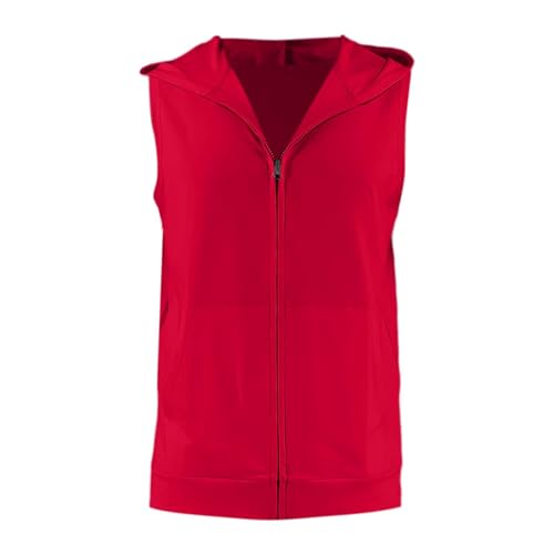 Chaleco deportivo sin mangas con capucha para mujer, nuevo chaleco deportivo de verano (Red, S)