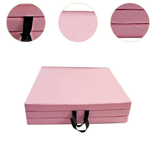 QSTDGVPW Fitness Mat Gymnastics Balance Mat Home Stretching Muscle Training Dance Waterproof with Carrying Handles Portable Yoga Mat, Pink