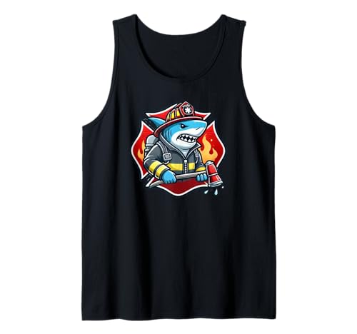 Firefighter Shark Fire Department Tank Top