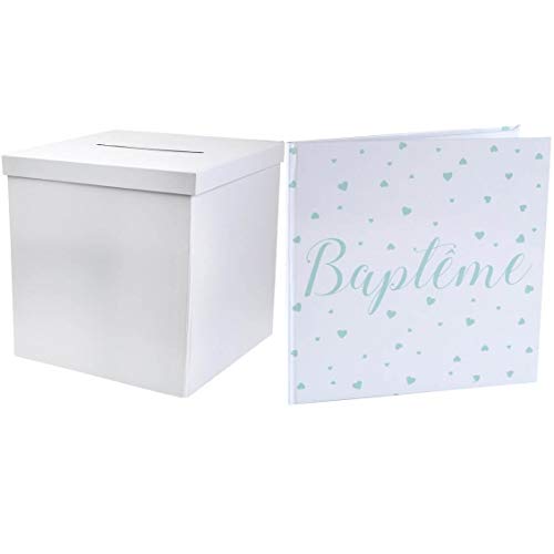 Sante R/2911-6341- 1 Pack urne carrée et Livre d'or Baptême Mint (Vert d'eau)