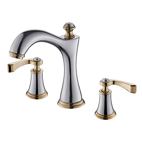 Mitigeur de lavabo fendu haut de gamme en chrome avec double commande pour vasque 3 trous