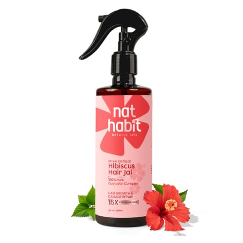 Nat Habit Hibiscus Quercetin Hair Jal – Hair Serum Spray for Hair Growth & Damage Repair, Lightweight Leave-In, Non-Greasy 200ml