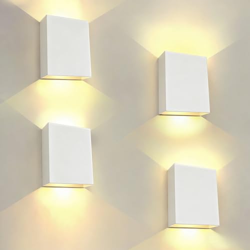 Image of KICAAO LED Wall Sconces 4 Pack, 12W Wall Light, White Warm Light 3000K | Hardwired Aluminum Modern Wall Lamp, Up Down Wall Mount Lights for Living Room Hallway Bedroom Decor