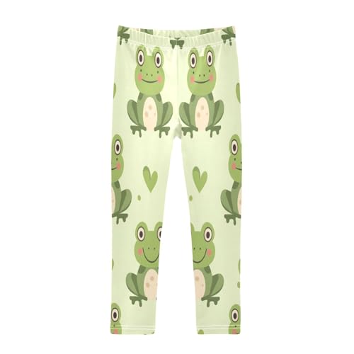 Bolaz Toddler Girls Leggings Printed Yoga Pants Leggings Green Heart Frog for Kids