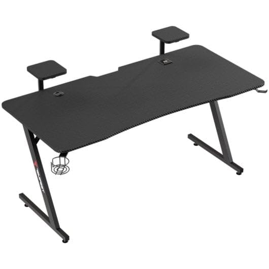 Tempest Sanctuary Mesa Gaming 160x75cm, Superficie Fibra de Carbono, RGB, Cargador Qi, USB Hub, Negra