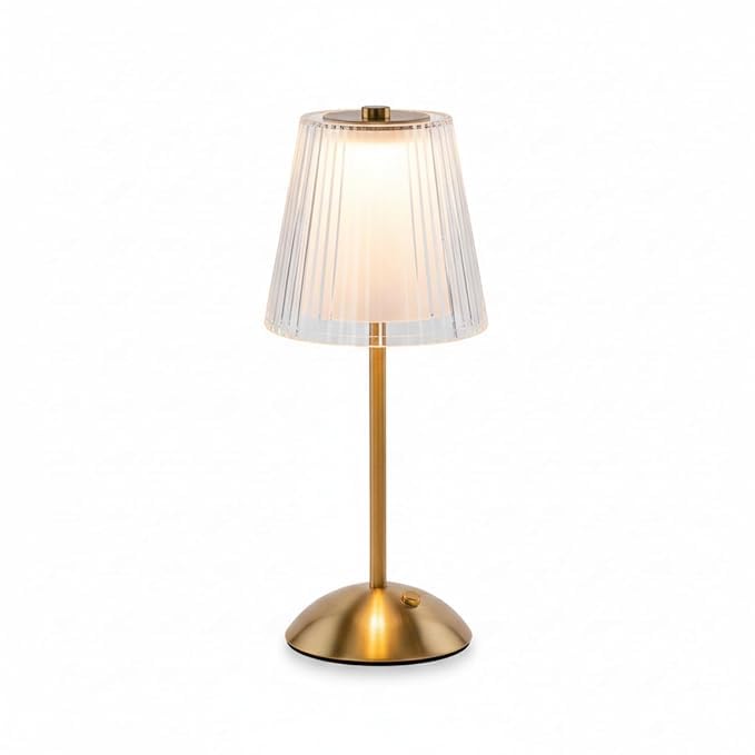 Touch LED Table Lamp | Rechargeable Cordless Dimmable Crystal Lamp | 3 Color Modes | 2400mAh Type-C Battery | Brushed Gold Base | Bedside Desk Night Light Bedroom Home (Solace)-image-21