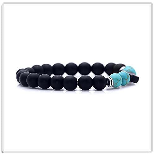 Image of Xusamss Fashion 8MM Matte Agate Beads Bracelet Cross Elastic Bracelet,7 1 /2 Wrist