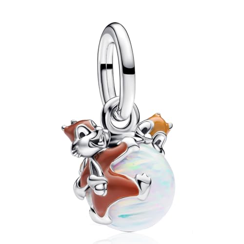 H.ZHENYUE Abalorios Colgantes Charm para Plata de Ley 925 Squirrel Pearl con Circonita Cúbica para mujeres collares Pulsera regalo,Navidad,San Valentín,día la madre para mujeres y niñas