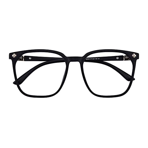 GUDVUE Oversized Blue Light Glasses, Computer Reading/Gaming/Phones Glasses, Anti Glare/UV400/Eye Strain, Large Square Frame, Black Pro