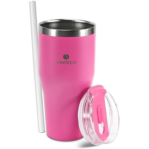 SANTECO Mothers Day Mom Gifts from Daughter Son, 20oz Tumbler with Lid and Straw, Reusable Spill-Proof Travel Mug Thermal Cup for Hot and Cold Drinks, Anniversary Birthday Gifts for Mom Wife Cover