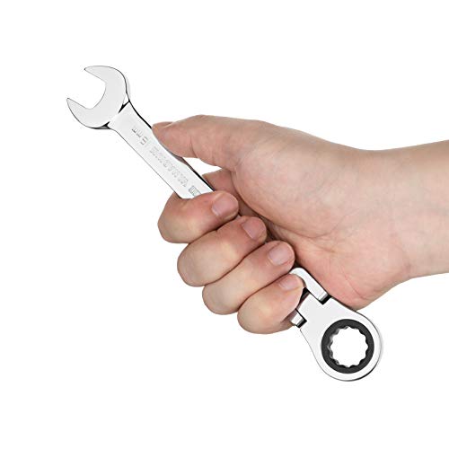 Jetech 16Mm Flexible Head Gear Wrench, Industrial Grade Flex Ratcheting Spanner Made With Forged, Heat-Treated Cr-V Alloy Steel, Full Polished 12 Point Flex-Head Ratchet Combination Wrench, Metric #TOP4