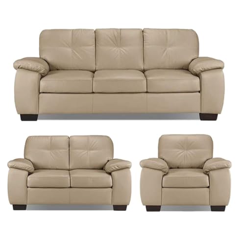 Image of Torque Antos Modern 6 Seater Leatherette Sofa 3+2+1 Seater -Beige | Comfortable 6 Seater Sofa Couch | Leatherette Sectional 3+2+1 Seater Sofa for Living Room