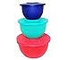 Tupperware Set of 3 Impressions Classic Nesting Bowls in 5.5, 10 & 18 Cup Sizes - Tokyo Blue, Parrotfish, Emberglow