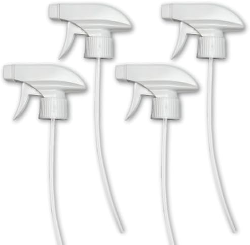 Serious Soil 4-Pack White Trigger Sprayers - Heavy Duty Dual Misting and Stream Spray Bottle. Perfect Sprayer Head Replacement for 8oz,16oz, or 32oz Spray Bottles for Home, Kitchen, Garden and Office