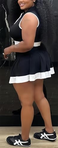 Tennis Outfit Skirt Sets Women 2 Piece Outfits Zipper V Neck Crop Tops and Pleated Skirt Set Summer Tracksuits4