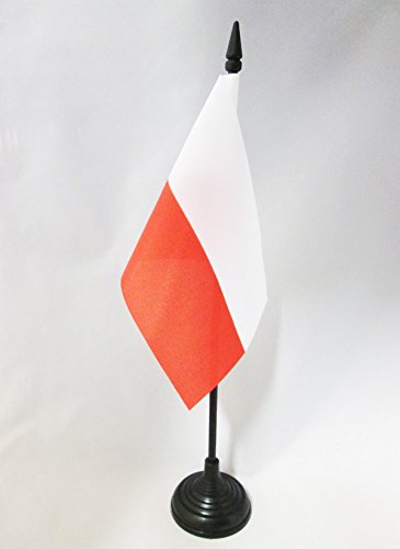 Poland Table Flag 4'' x 6'' - Polish Desk Flag 15 x 10 cm - Black plastic stick and base - AZ FLAG