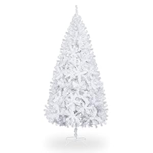Bonnlo 6 ft White Unlit Artificial Christmas Pine Tree Xmas Tree Holiday Party Decoration with Sturdy Metal Stand Full 1100 Tips Branch for Indoor and Outdoor