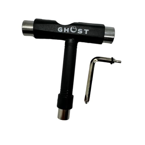GHOST BOARDS Skate Tool All-In-One - Multi-Function Roller Skate Tool With T-Handle, Allen Key & Screwdriver for Easy Adjustments - Skate Key Fits Any Pocket- Skates Tools You’ll Always Carry - Black