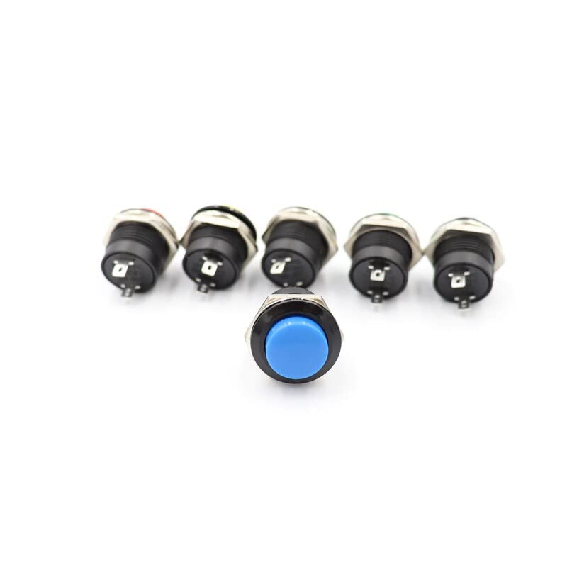 Commutateur SPST momentané R13-507 AC 250V lot de 6 boutons poussoirs bleus
