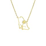 【Materiale】 Catena antiallergica di alta qualità, collana mappa per uomo donna, catena regolabile, consente un po 'di spazio in più per il comfort. Realizzato in superficie lucida lucida, non facile da cambiare colore, dura a lungo.