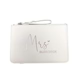  Handtasche Brauttasche Clutch breit - personalisiert weiß mit Wunschtext - auch schön für die Trauzeugin