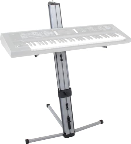 Classic Cantabile KS-100 Doppel-Keyboardständer - Keyboardständer 2-fach Höhenverstellbar - Keyboardstativ mit 25 kg Tragkraft pro Ebene - Anschluss für Mikrofonarm - Silber