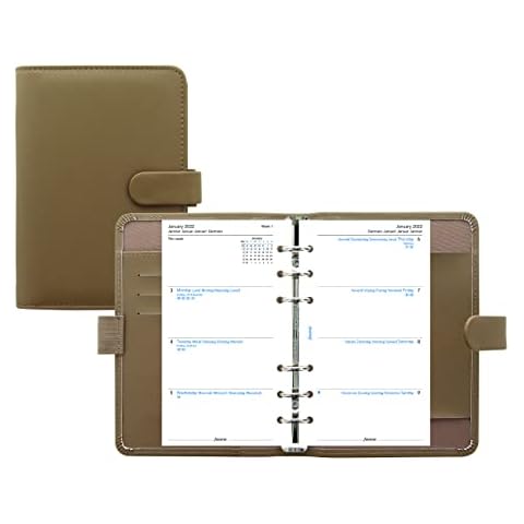 Filofax Saffiano Organizer, persönliche Größe, Rehkitz - gekreuzte Maserung, Lederoptik, sechs Ringe, Wochenansicht, Kalender Cover