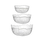 CHPINDAM Vintage glass salad bowl, Clear glass bowl set of 3, BPA-free, suitable for fruits, salads, ice cream, snack bowls, parties, desks, bathrooms, party supplies, etc (transparent)