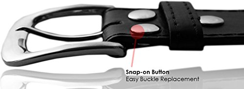 EURO Womens Thick Wide Stitched Leather Belt - MAP019A - Black L3