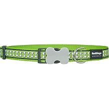 Red Dingo Reflective Lime Green Dog Collar, Medium/Large/20mm