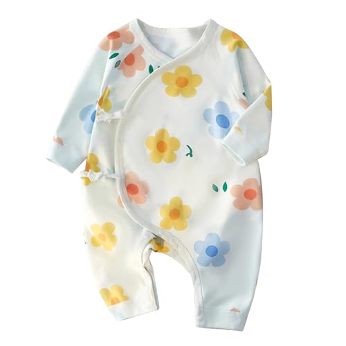 100% Organic Cotton Soft 0-6 Months Baby Romper Jumpsuits for Boys and Girls Unisex Long Sleeve