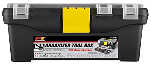 Performance Tool W54012 Heavy Duty Plastic Organizer Tool Box For Workshops And Garages, Black, 12.5" #TOP3