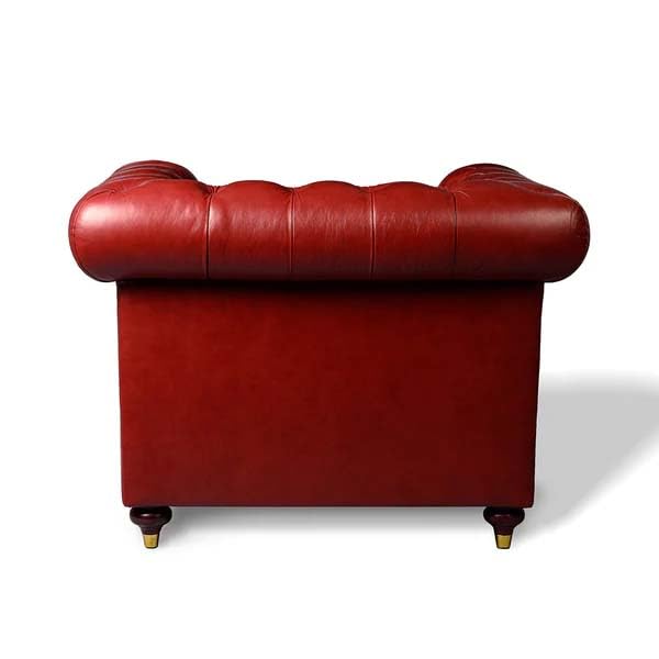 Image of UMAR ARTS Luxury Chesterfield Leatherate Sofa Set, Tufted Genuine Leatherate, Classic Living Room Furniture (1 Seater Red)