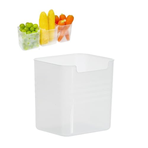 YALiya Juego de 3 Piezas Organizador de Nevera Transparente, Organizador de Despensa, Cajas de Almacenaje de Refrigerador para la Cocina, despensa, armarios, encimeras - sin BPA 12,5 x 11,8 x 9,8 cm